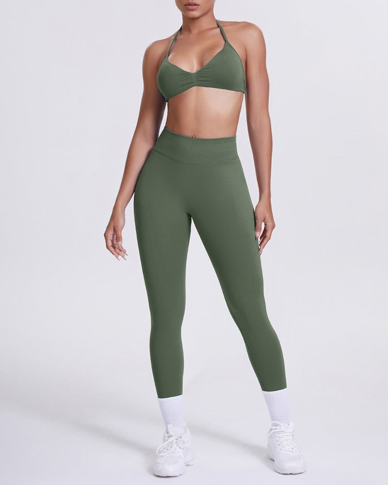 Elevate | High Waisted Leggings - Olive Green