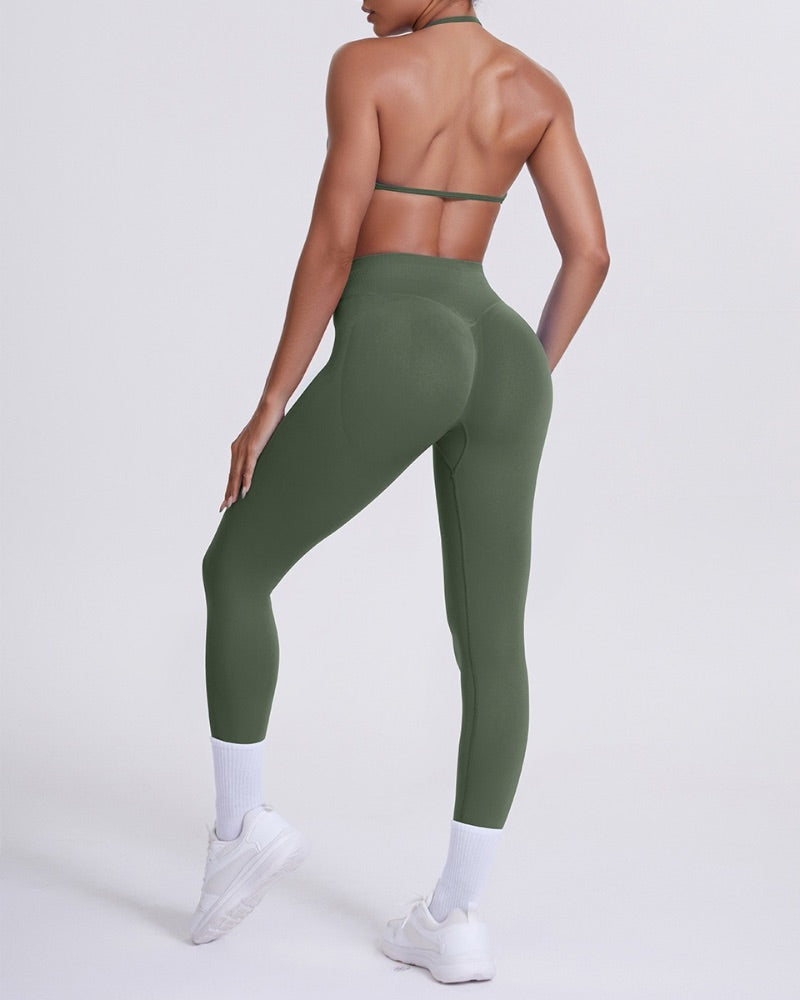 Elevate | High Waisted Leggings - Olive Green
