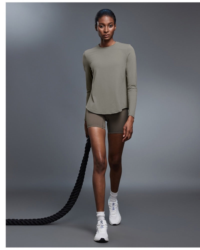 VELA | Premium Long Sleeve Curved Hem T-Shirt