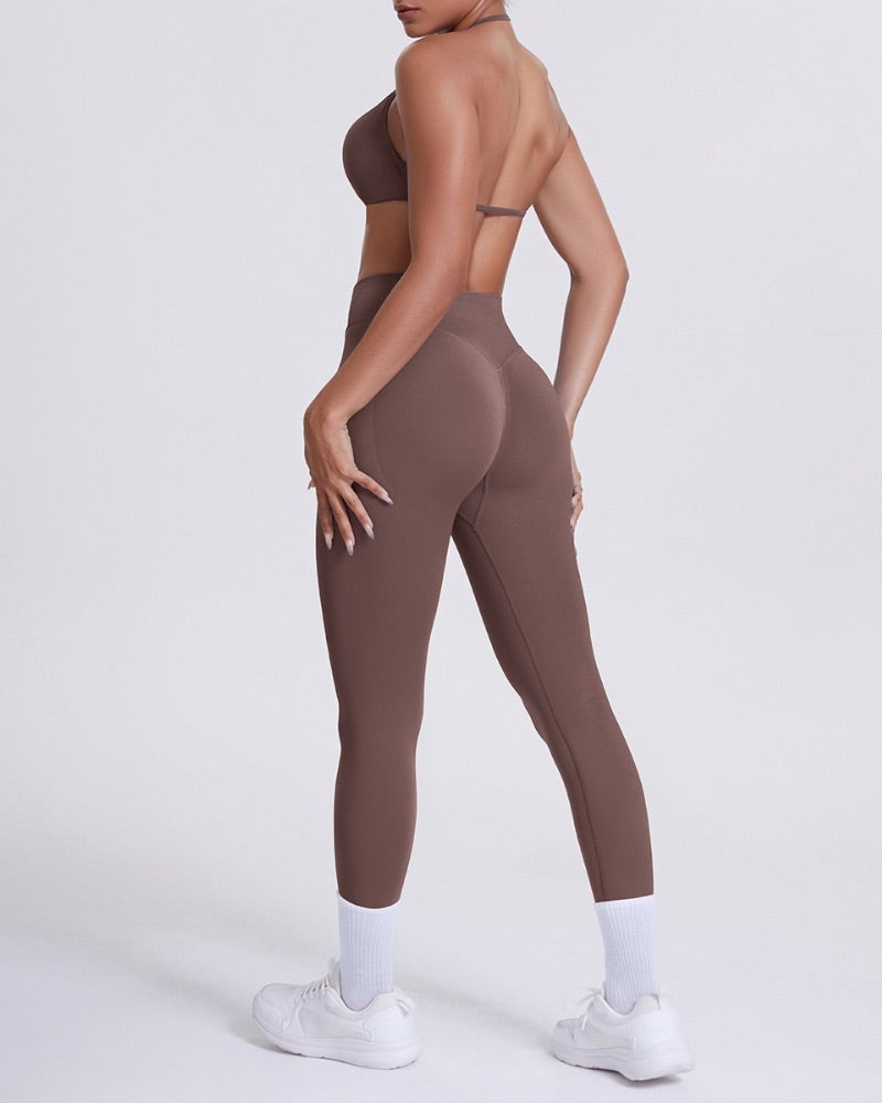 Elevate | High Waisted Leggings - Cocoa Brown