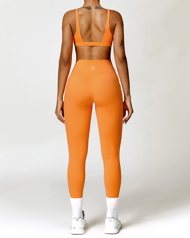 Envy Deep V Backless Sports Bra - Orange