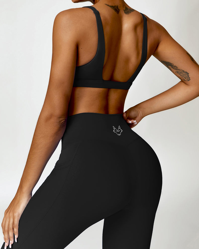 Envy Deep V Backless Sports Bra - Black - 724438.myshopify.com