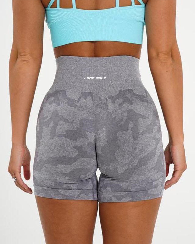 High waisted camo clearance shorts